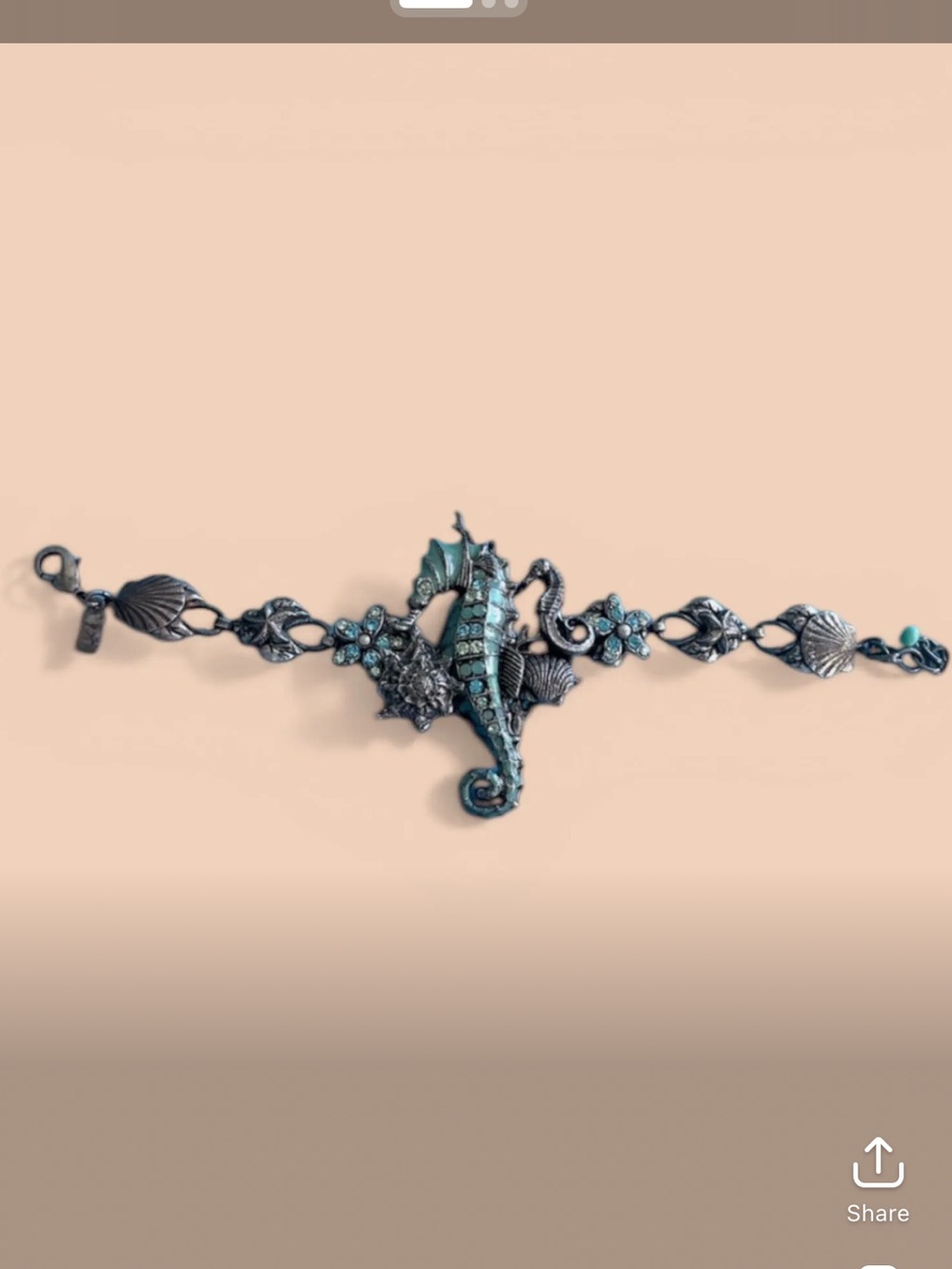 Mary Demarco Sculpted Seahorse Turquoise Accent Bracelet - Women Jewelry